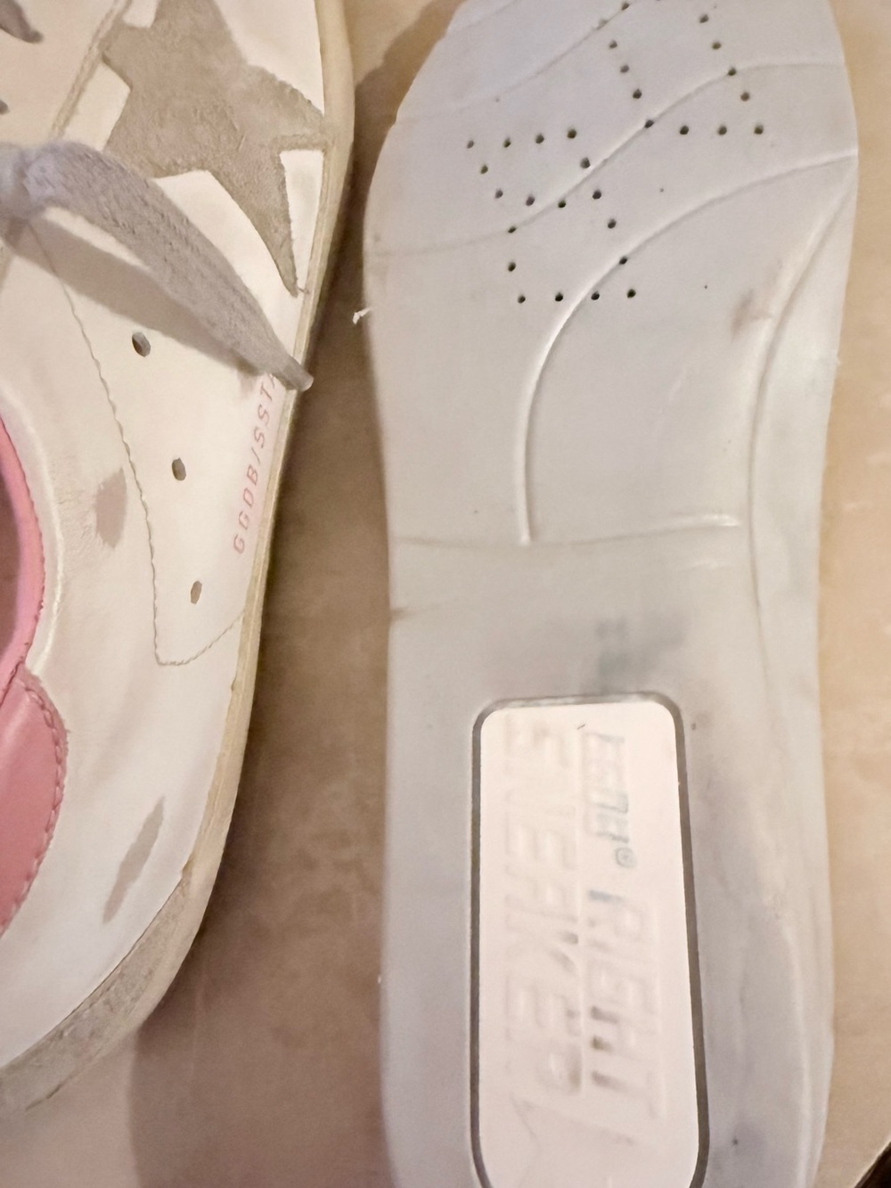 Golden Goose women’s superstar White and Pink Low-Top Sneakers with Gray Star - Picture 6 of 13